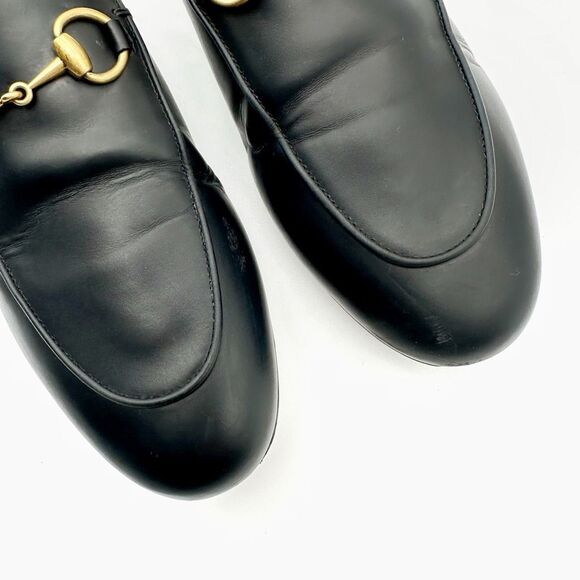 GUCCI Princetown Black Leather Mule Size 37 Horsebit Slip On Loafer - Picture 5 of 11